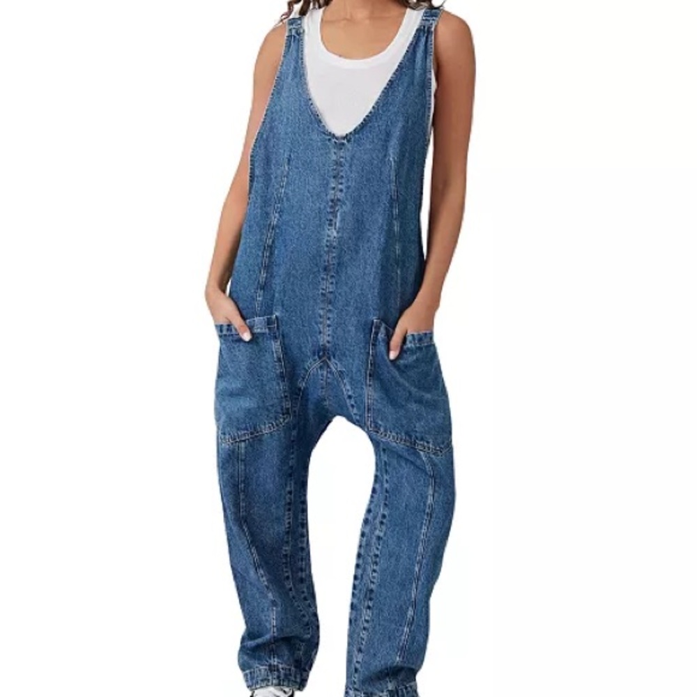 Free People Women's Classic Blue Overalls 0112